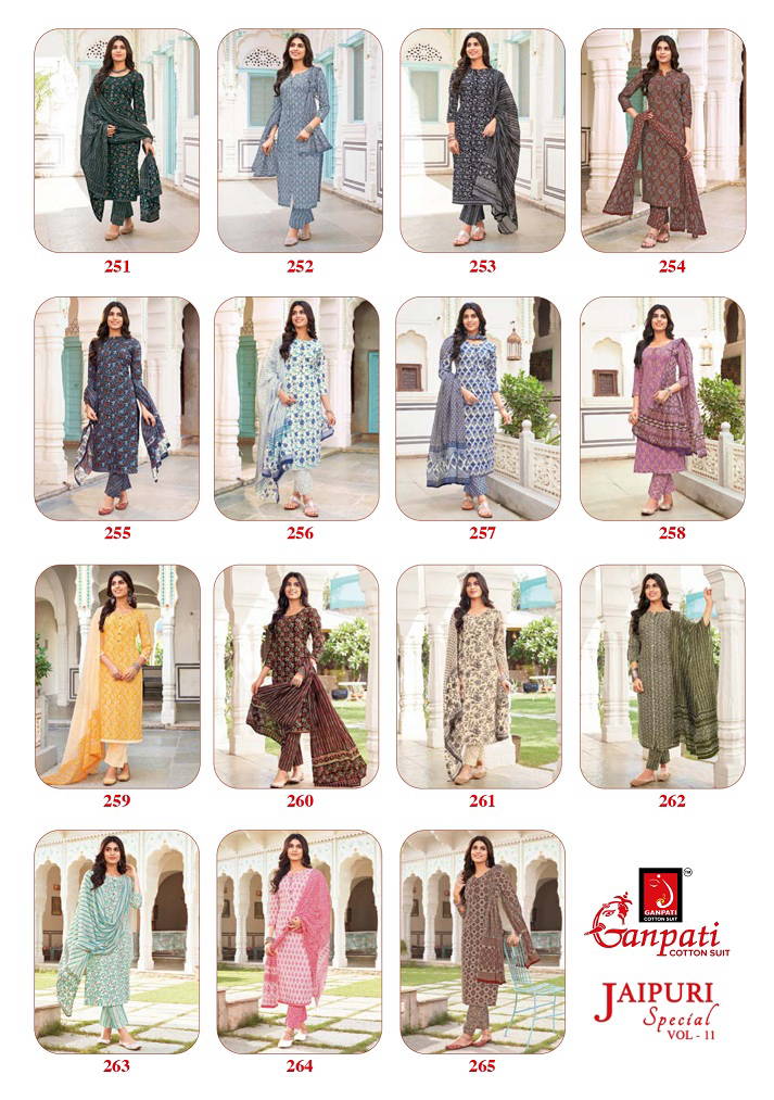 Jaipuri Special Vol 11 By Ganpati Printed Pure Cotton Dress Material Wholesalers In Delhi
